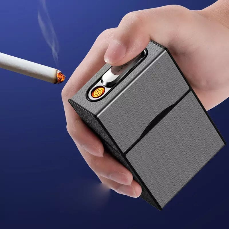 Three In One USB Rechargeable Lighter, 20 PCs Conventional Cigarette Boxes, Metal Windproof Tungsten Wire Lighter, Outdoor Waterproof Cigarette Case Three In One USB Rechargeable Lighter, 20 PCs Conventional Cigarette Boxes, Metal Windproof Tungsten Wire Lighter, Outdoor Waterproof Cigarette Case